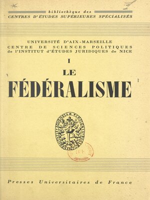 cover image of Le fédéralisme